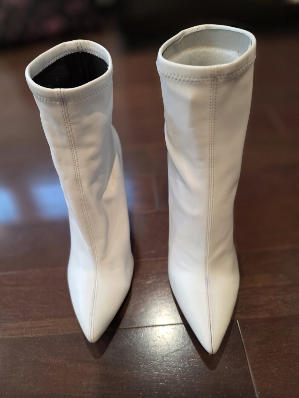 Jessica Simpson White Pointed-Toe Mid-Calf Heeled Boots